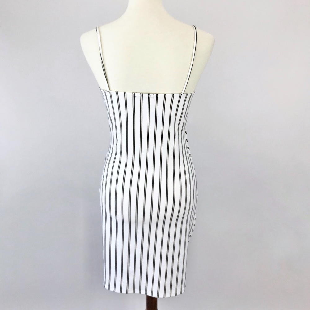 Mind Code White/Black Striped Asymmetrical Dress - image 6